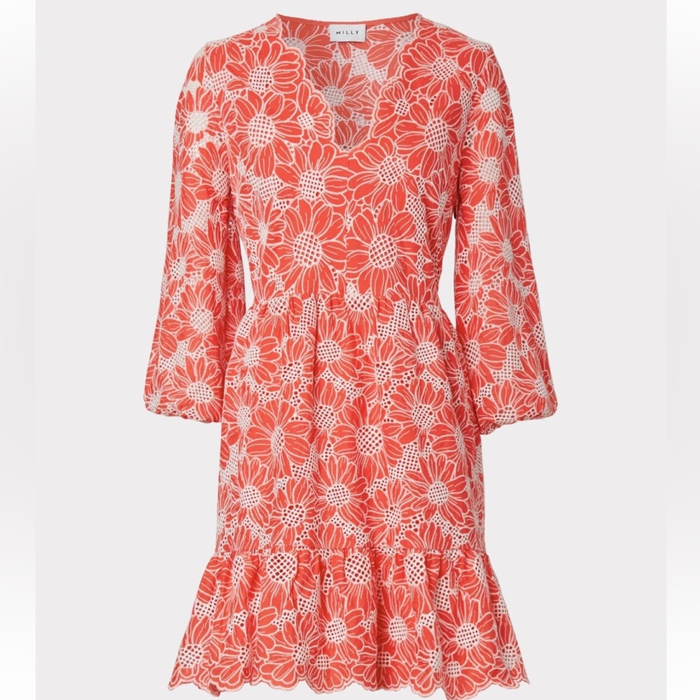 MILLY Brielle Tournesol Eyelet Dress size 10 worn 2x